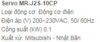 SERVO MITSUBISAHI DÒNG MR-J2S-10CP