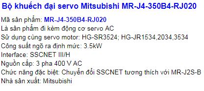  SERVO MITSUBISHI DÒNG MR-J4-350B4-RJ020