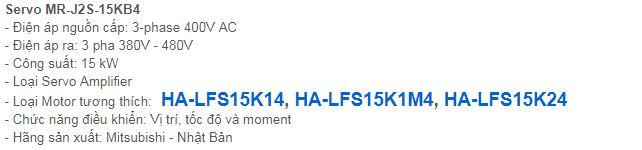 SERVO MITSUBISHI DÒNG MR-J2S-15KB4
