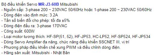 SERVO MITSUBISHI DÒNG MR-J3-60B 